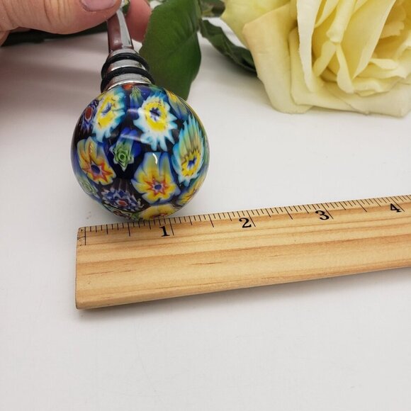 Vintage 1980's Handblown Murano Millefiori Art Glass Wine Bottle Stopper - Picture 5 of 10